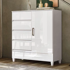Cômoda Lux 1 Porta 4 Gavetas - Pnr Móveis