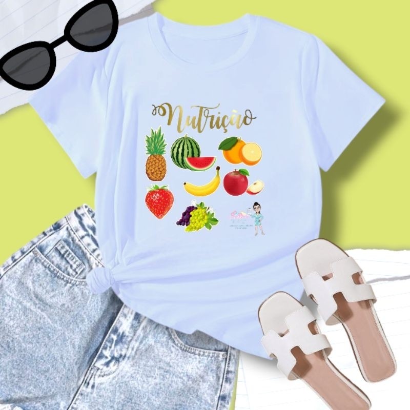 Camiseta Camisa 30.1 Blusa T-shirt  Baby look feminina estampa nutrição profissão Blusa Premium Envio Imediato
