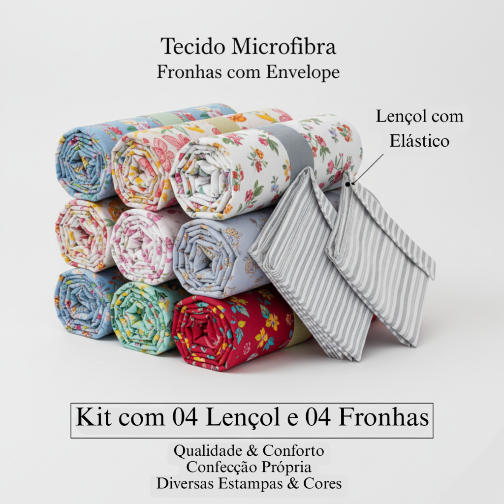 Kit 04 Lençol de Elástico Solteiro