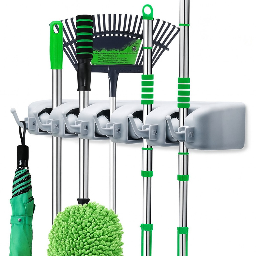Suporte De Vassoura e Rodo Parede Gancho Para Pendurar Vassouras Organizador 5 Lugares em Oferta na Shopee