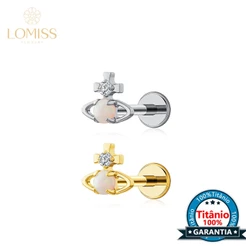 Piercing Orelha Labret Titânio Pvd Orb Opala Zircônias Cravejado Para Tragus Conch Boca Lábios Nariz Ponto de Luz