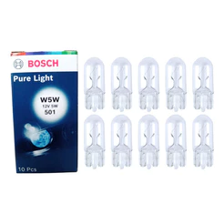10x Lâmpada Pingão T10 W5w 12v Bosch Placa Teto Luvas Malas