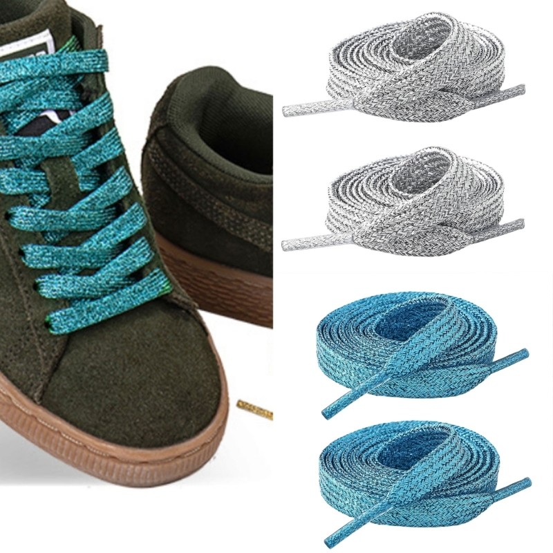 * Cadarços Planos Coloridos Reflexivos Poliéster 110 Cm Para Tênis Casuais Foowear