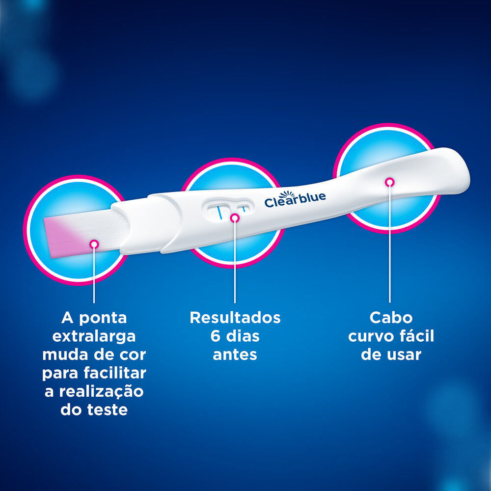 Detalhes do Teste de Gravidez Clearblue Saiba Antes 1 Unidade