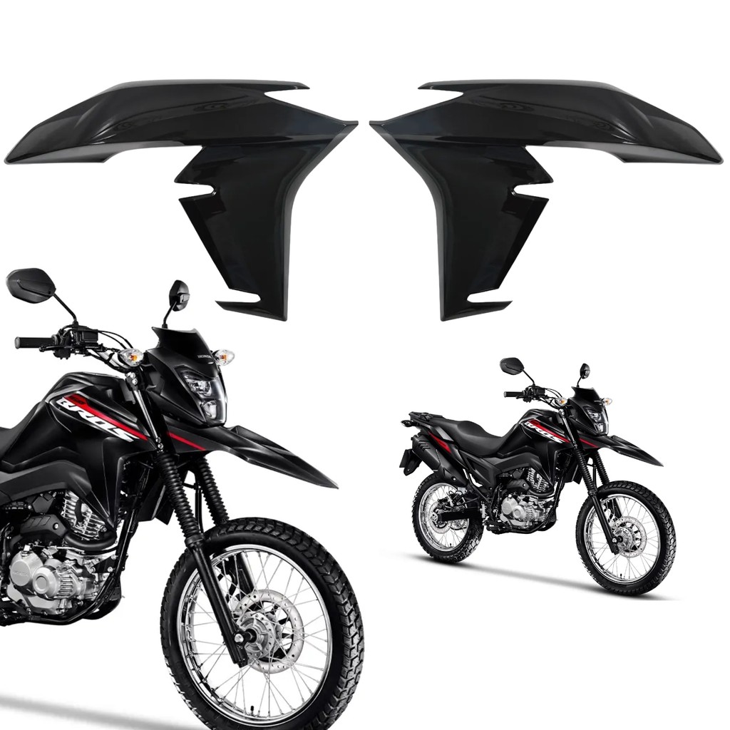 PAR GUIA DE AR ABA DO TANQUE ALETA ASA HONDA NXR BROS 160 PRETO BRILHO 2022-2024 PARAMOTOS HONDA