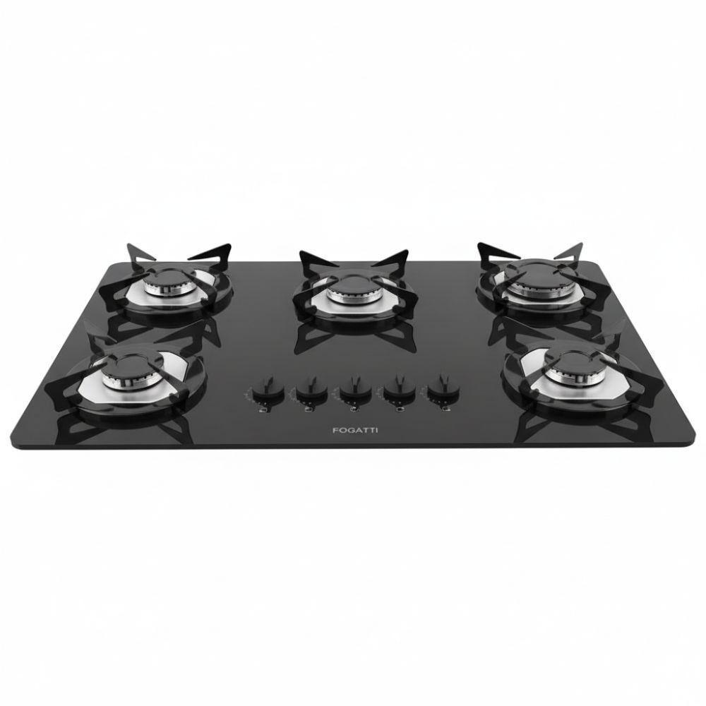 Cooktop Fogatti à Gás Fgt 5b Vidro Preto Flange Inox Preto Bivolt em Oferta na Shopee
