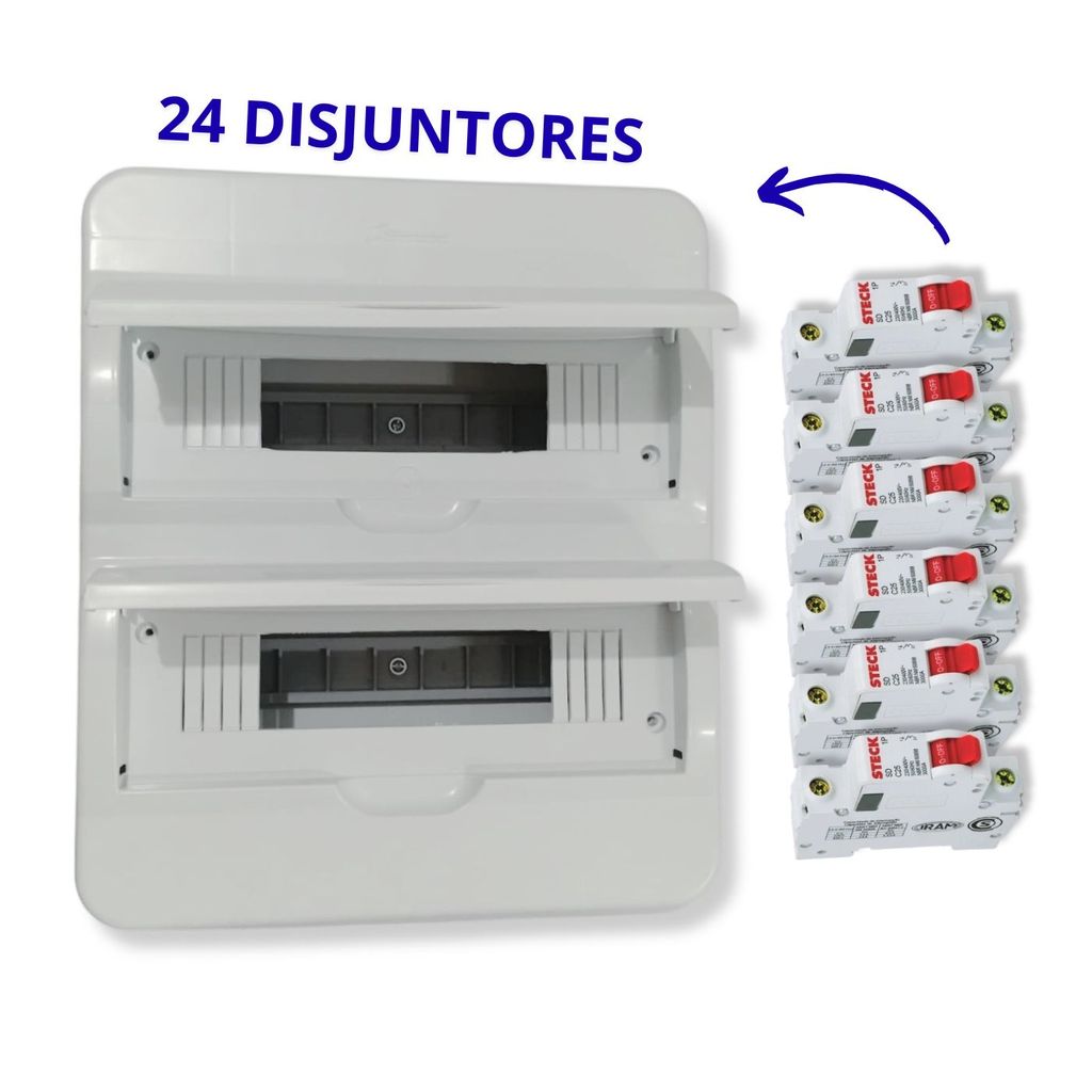 Quadro de Distribuição de 18 a 24 Disjuntores / Quadro de Luz Embutir Empresarial & Residencial
