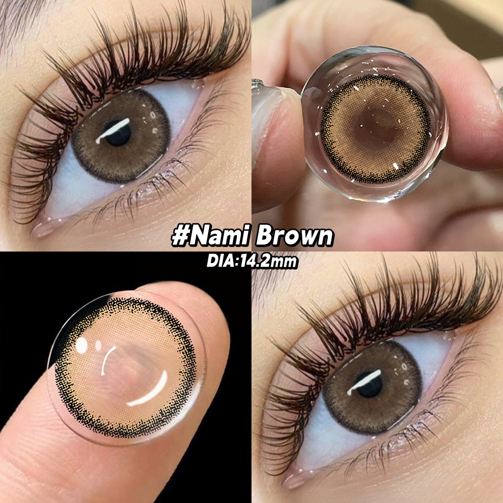 UYAAI 2 Peças De Lentes De Contato Coloridas Marrons , Cosméticas De Cor De Pupila De Vidro Anual Para Olhos Hidratantes