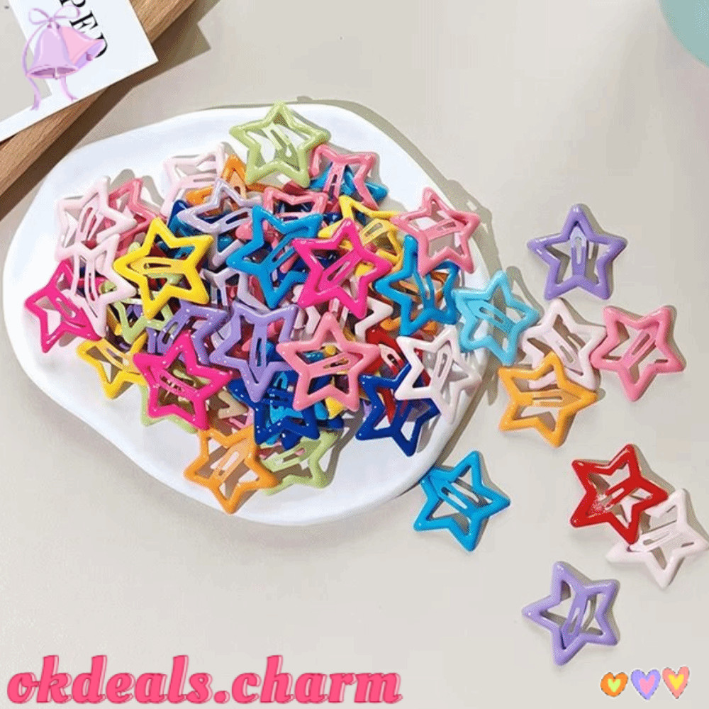 OKDEALS 20 Peças De Grampos De Cabelo Star BB , Presilhas De Estrela Dopamina Y2K , Clipe De Pressão De Metal Para Cocar