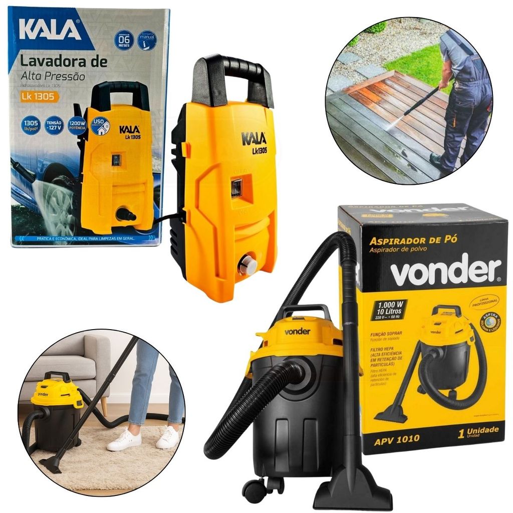 Kit Limpeza Lavadora LK1305 Kala + Apirador De Pó E Líquidos APV1010 Vonder