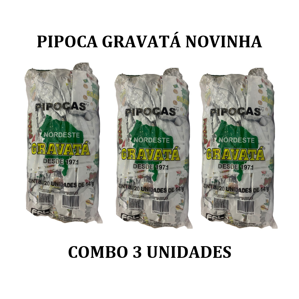 Pipoca Gravatá (KIT 3 UNIDADES) - Embalagem com 20 Unidades (NOVINHA) em Oferta na Shopee