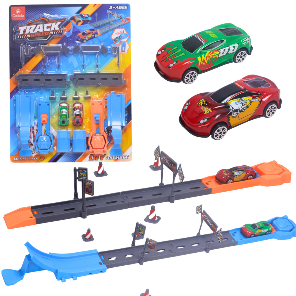 Pista Competição 2 Carrinhos Sortidos e Lançador Castela
