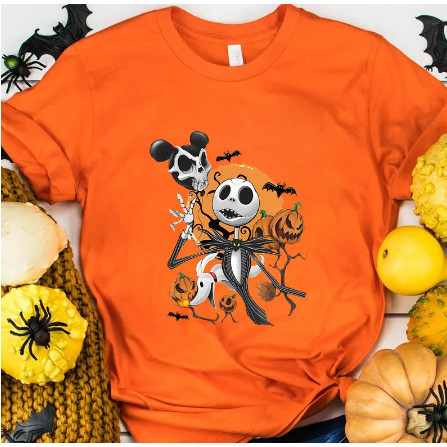 T-shirt 30.1 Camiseta Camisa de Halloween Trick or Treat, Spooky Vibes Skull Tees Novo! 100%Algodão Unissex