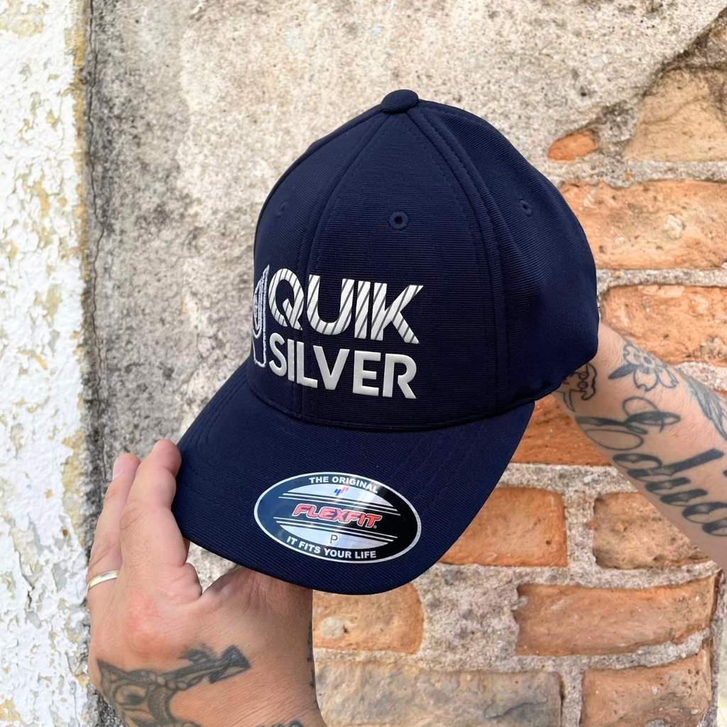 Boné Quiksilver Flexfit Silver Transfer Emb Navy Juvenil P
