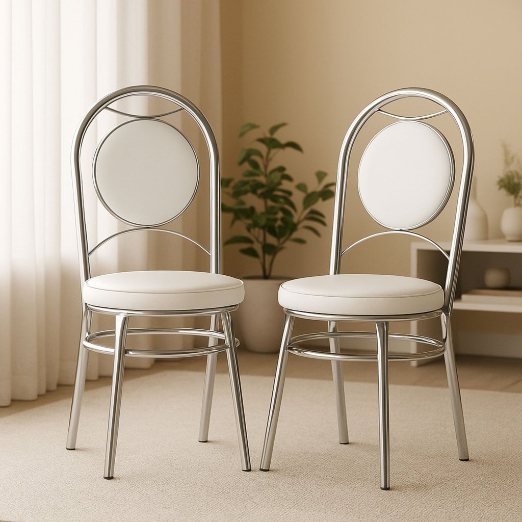 Kit 2 Cadeiras Cromadas CC10 A102 Debrum Cromado/Branco