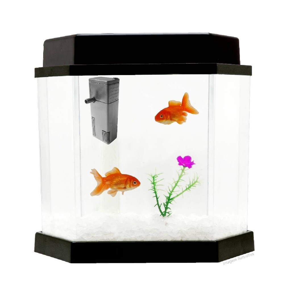 Aquário para peixe completo 5,5 litros plástico com bomba filtro luminária