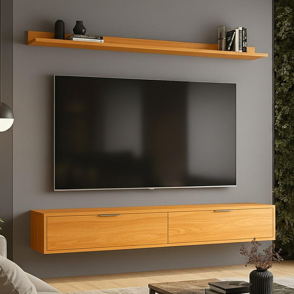 Rack Tv 65 Pol. Suspenso 160cm 2 Portas Lila Cinamomo Z49   - Mpozenato em Oferta na Shopee