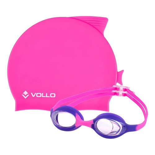 Kit De Natação Infantil Vollo Touca Silicone +  Óculos em Oferta na Shopee
