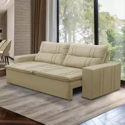 Sofá Retrátil e Reclinável 3 lugares com Molas 2,00m Ester Suede Adonai Estofados