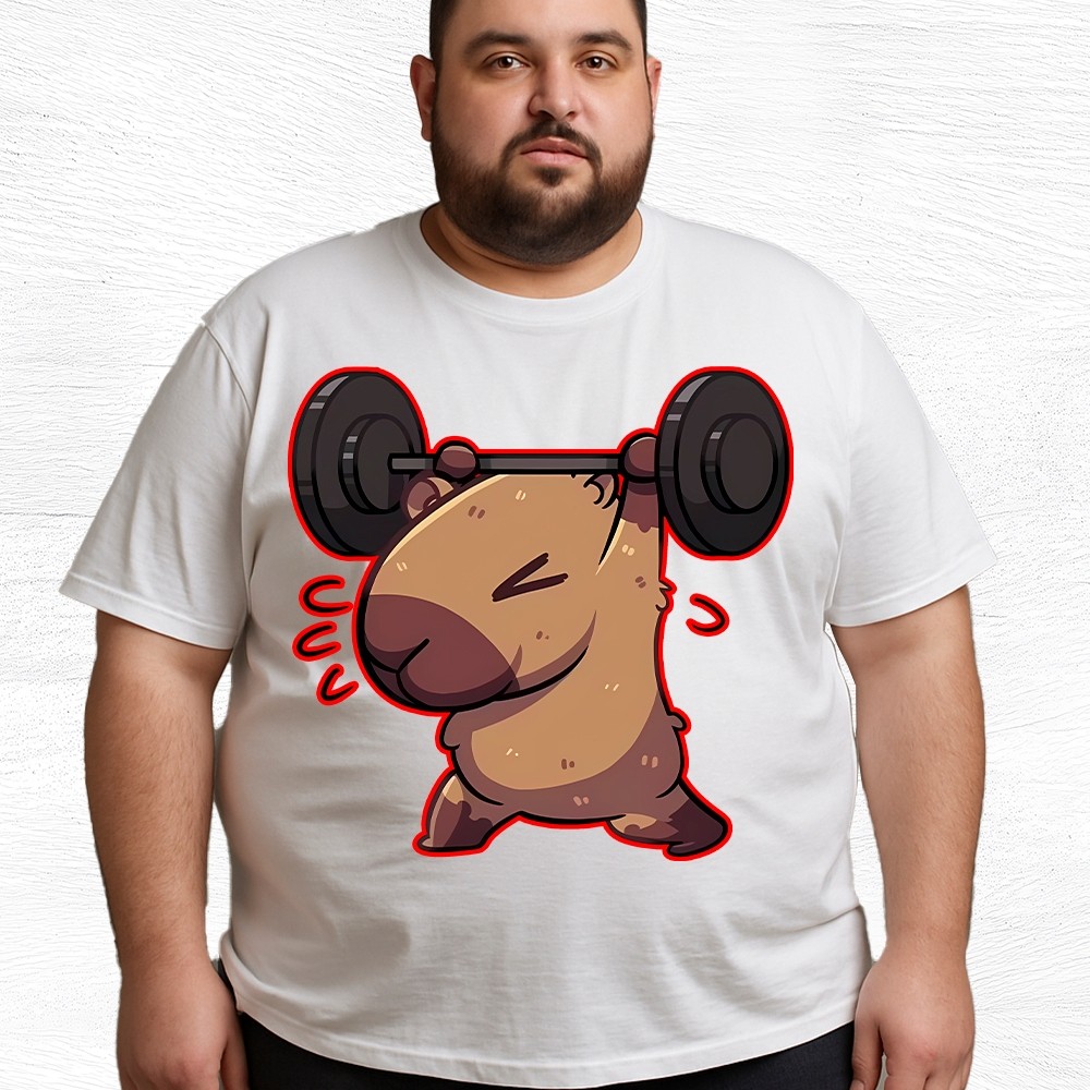 Camiseta Plus Size Unissex Confortável Estampada Algodão Capivara Forte