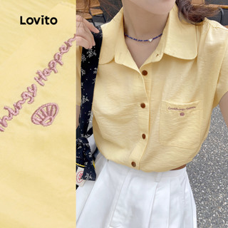 Lovito Blusa Casual Com Bolso Blusa Amarela Clara Primavera/verão Para Mulheres L144AD166 em Oferta na Shopee