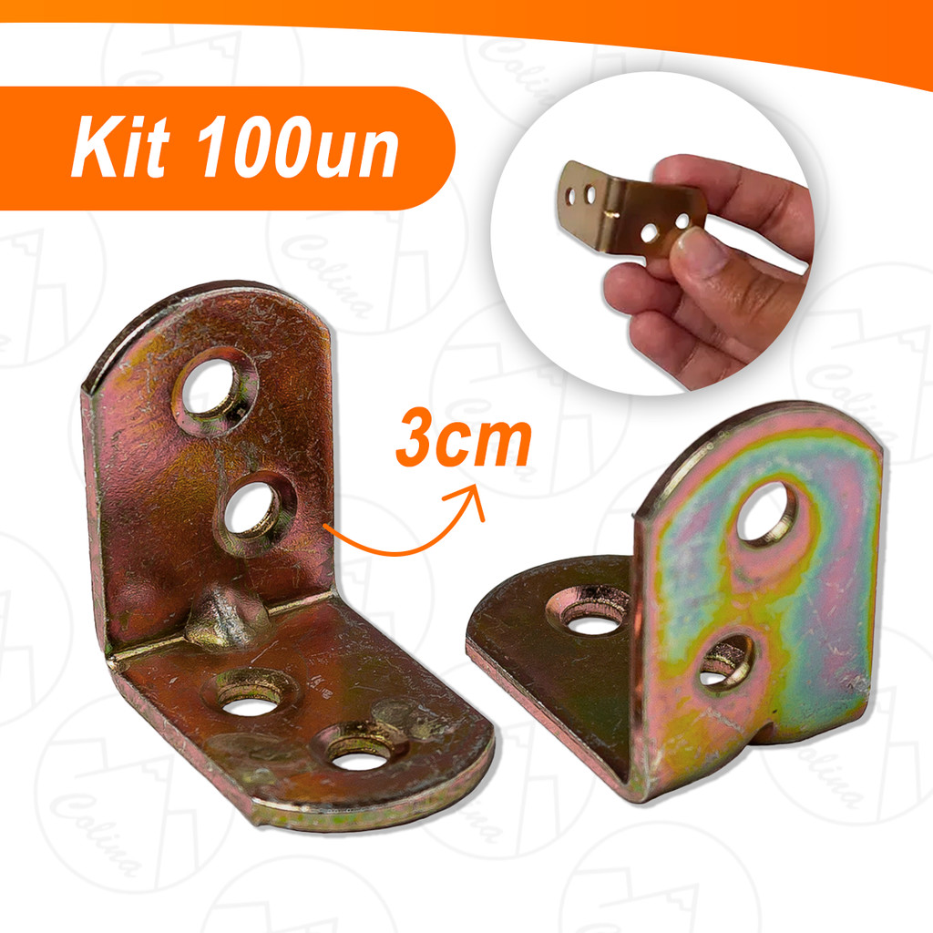 Kit 25 a 100 Cantoneiras Bicromatizada Em L Para Moveis -3x3 Kolling Sell