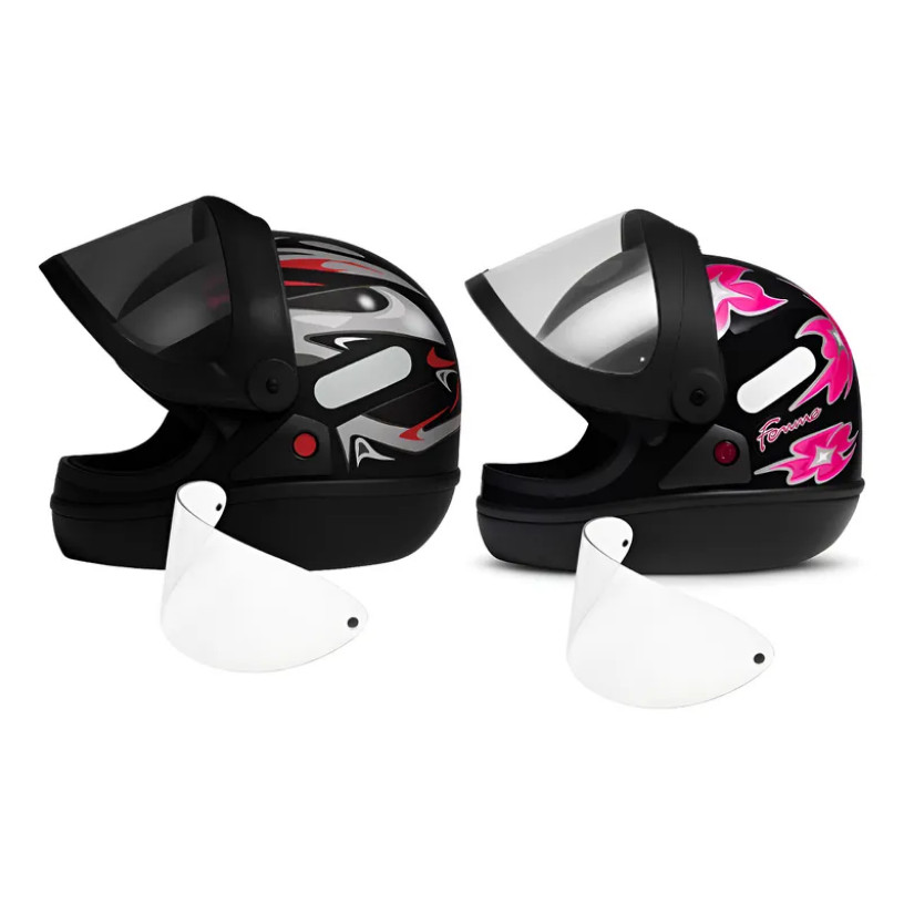 Kit Capacete Casal San Marino + Viseira Fume/Cromada
