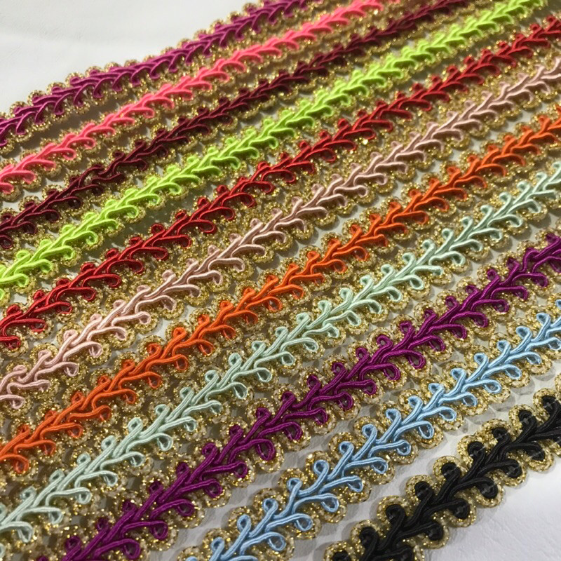 Passamanaria Trançada c/ Borda Dourada Galão Luxo Artesanato Acabamento Aviamento (2 metros) em Oferta na Shopee