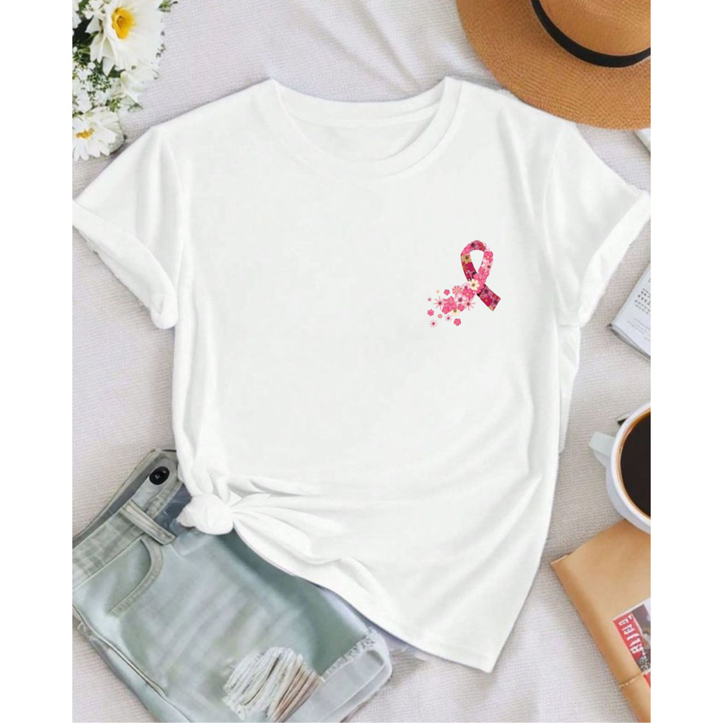 T-shirt 30.1 Camiseta T-shirt feminina Outubro Rosa Laço 100% algodão Premium Envio Imediato