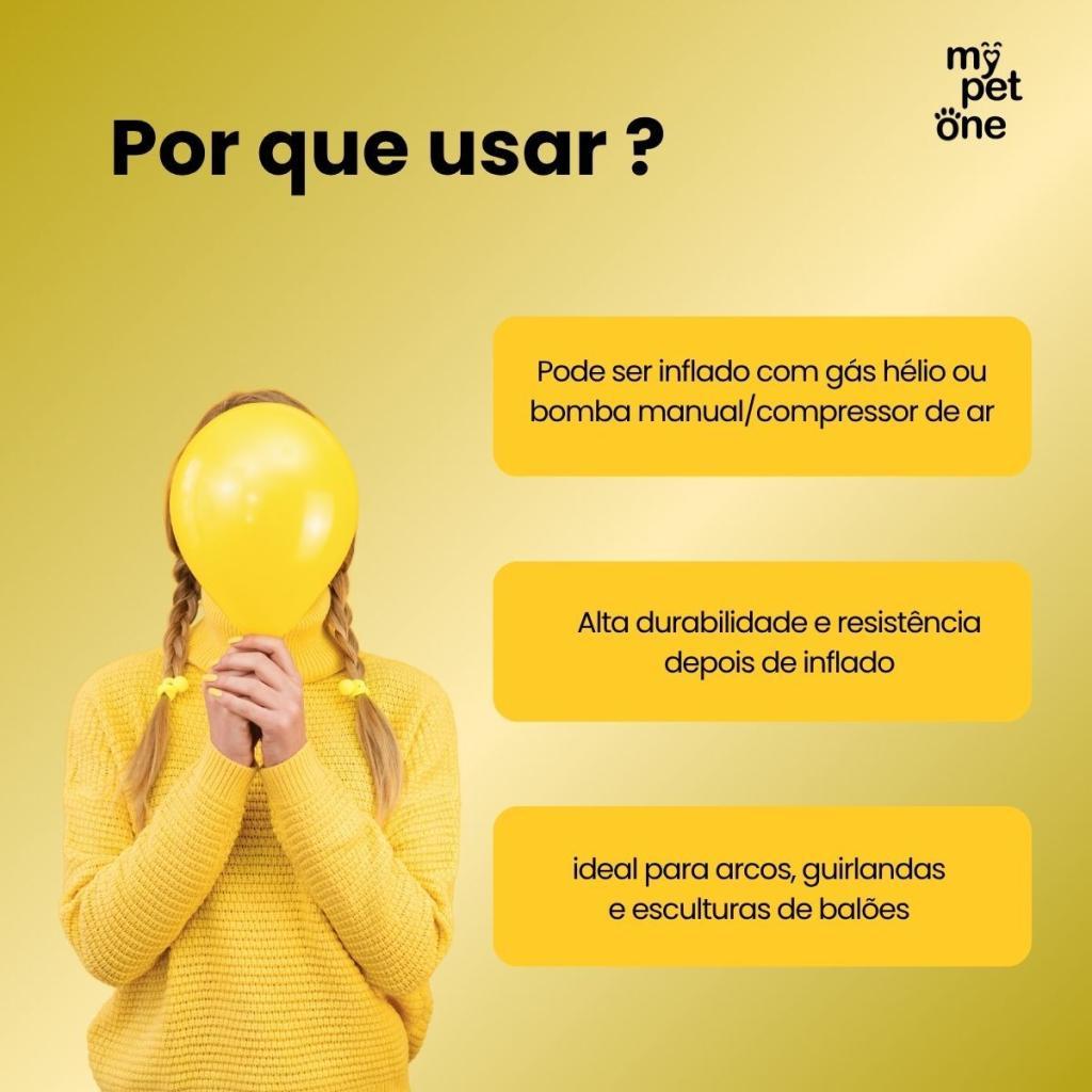 Detalhes do Balão Amarelo 9 Liso Para Festa Pacote Com 50 Unidades