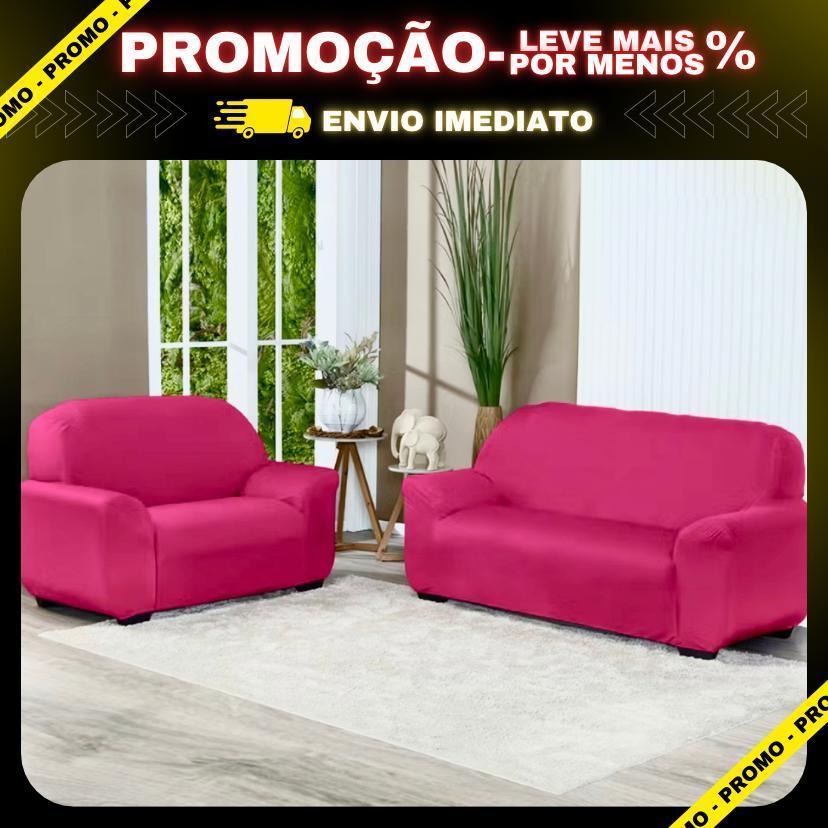 Kit Capa de sofá 2 e 3 lugares coladinha ligadinha lisa malha gel 100% poliéster