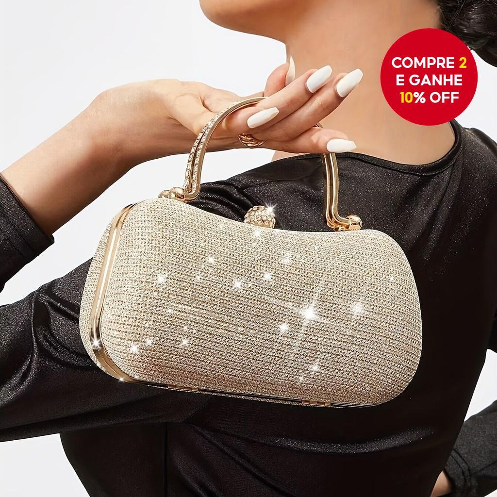 Mini Crystal Clutch – Bolsa Feminina De Noite Crescent Moon Crossbody De Strass Brilhante Para Festas E Eventos ​