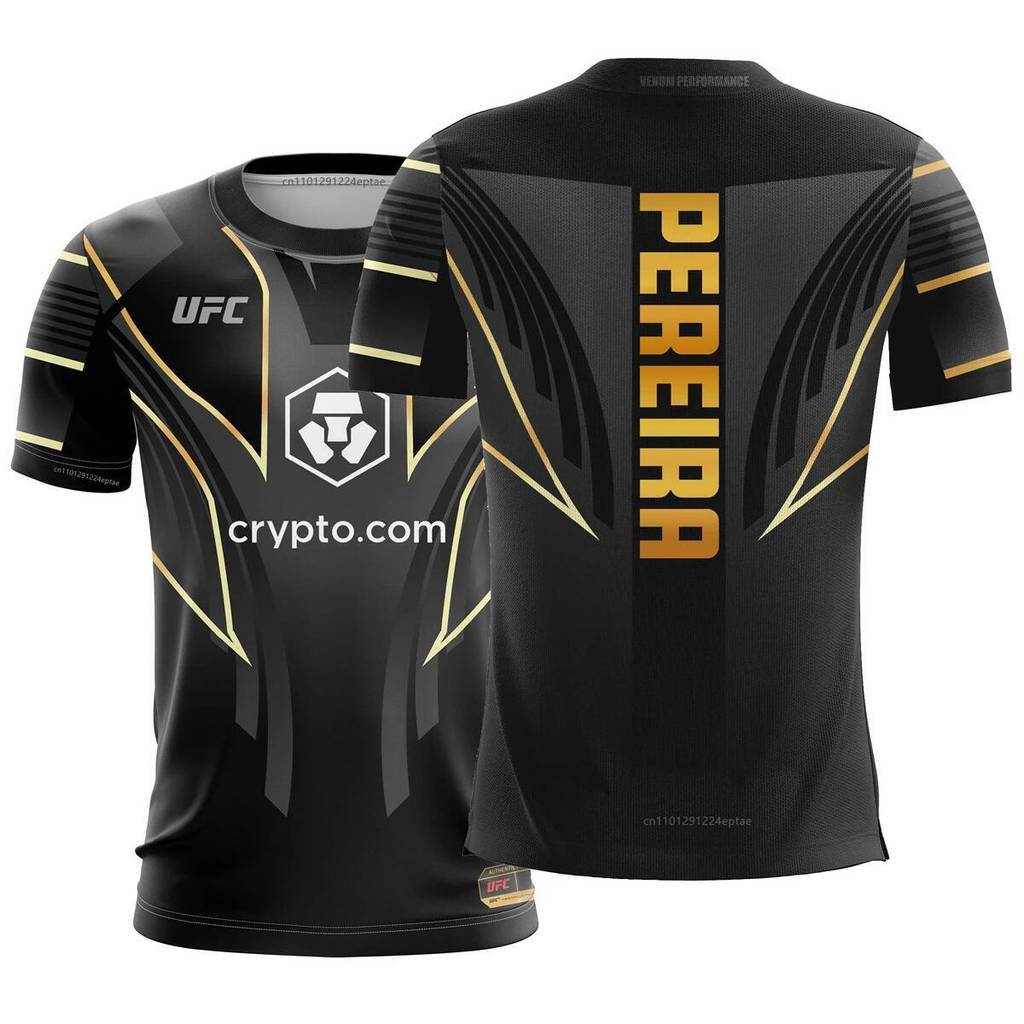 Imagem [Nome Personalizado] 2026 Novo Verão Masculino UFC Concurso Pereira Camisa Autêntica Luta Noite Masculina Uniforme De Tr