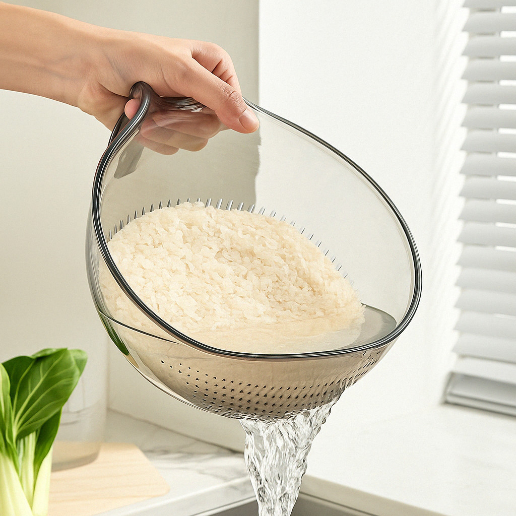 Escorredor Ergonômico De Arroz E Legumes Peneira e Drenagem Multiuso Lavagem de Alimentos Higienico em Oferta na Shopee