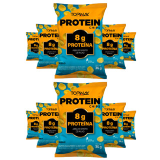 Kit com 10 salgadinho snack chips com 8g de proteína sabor queijo topway 30g em Oferta na Shopee