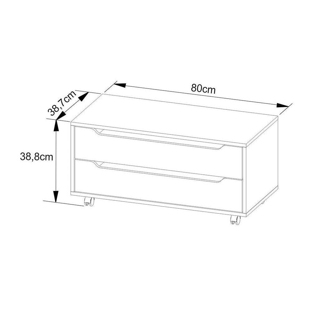 Detalhes do Gabinete de Banheiro c/ Rodizio BN3643 s/ Cuba 2 Gavetas 80cm Branco - Tecno Mobili