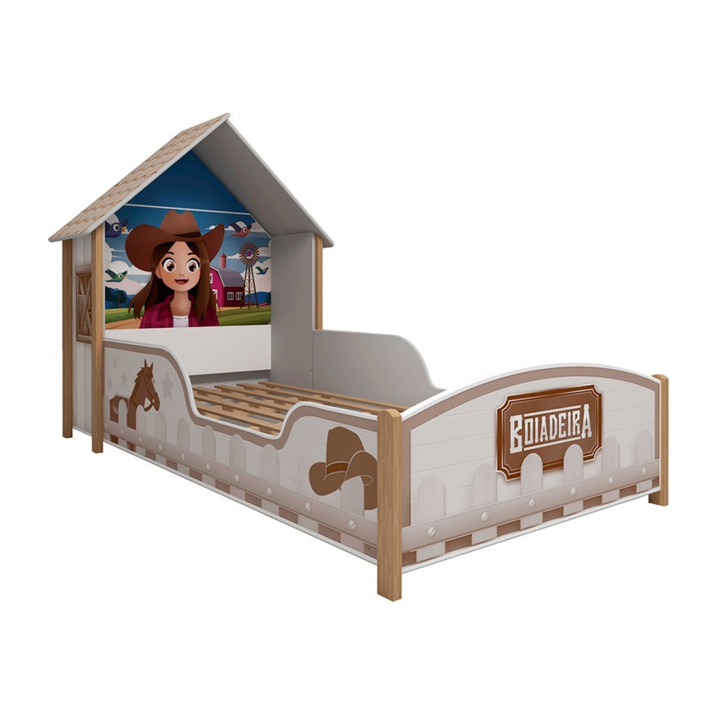 Cama Infantil Boiadeira Casinha 100% Mdf Branco - Gelius — imagem 2 de 2