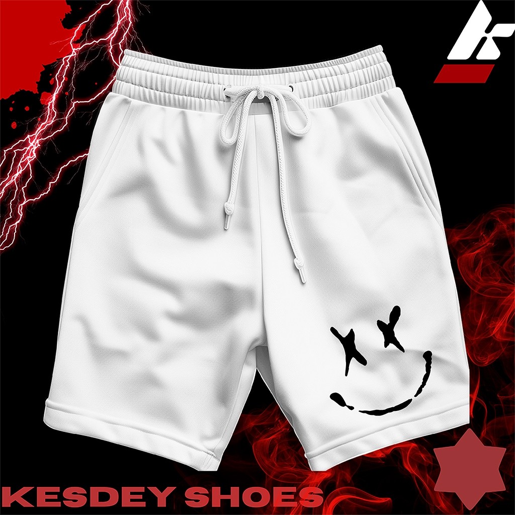 Shorts Masculina Bermuda Estilo Mauricinho Leve Slim com Bolso Lateral Estampa SMILE BOCA
