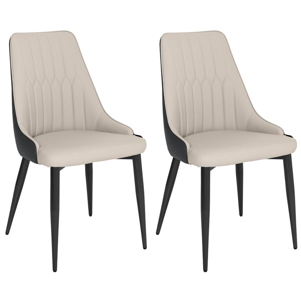 Kit 2 Cadeiras de Jantar Estofada Torino Design Italiano Costuras Geométricas Base em Metal
