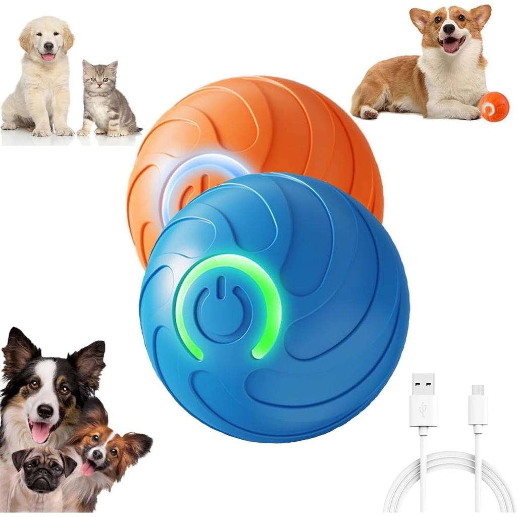 Brinquedo Genérico de Bola Vibratória Cães, 2 Peças, Recarregável por Usb, Interativo, Movimento Automático, Saltit