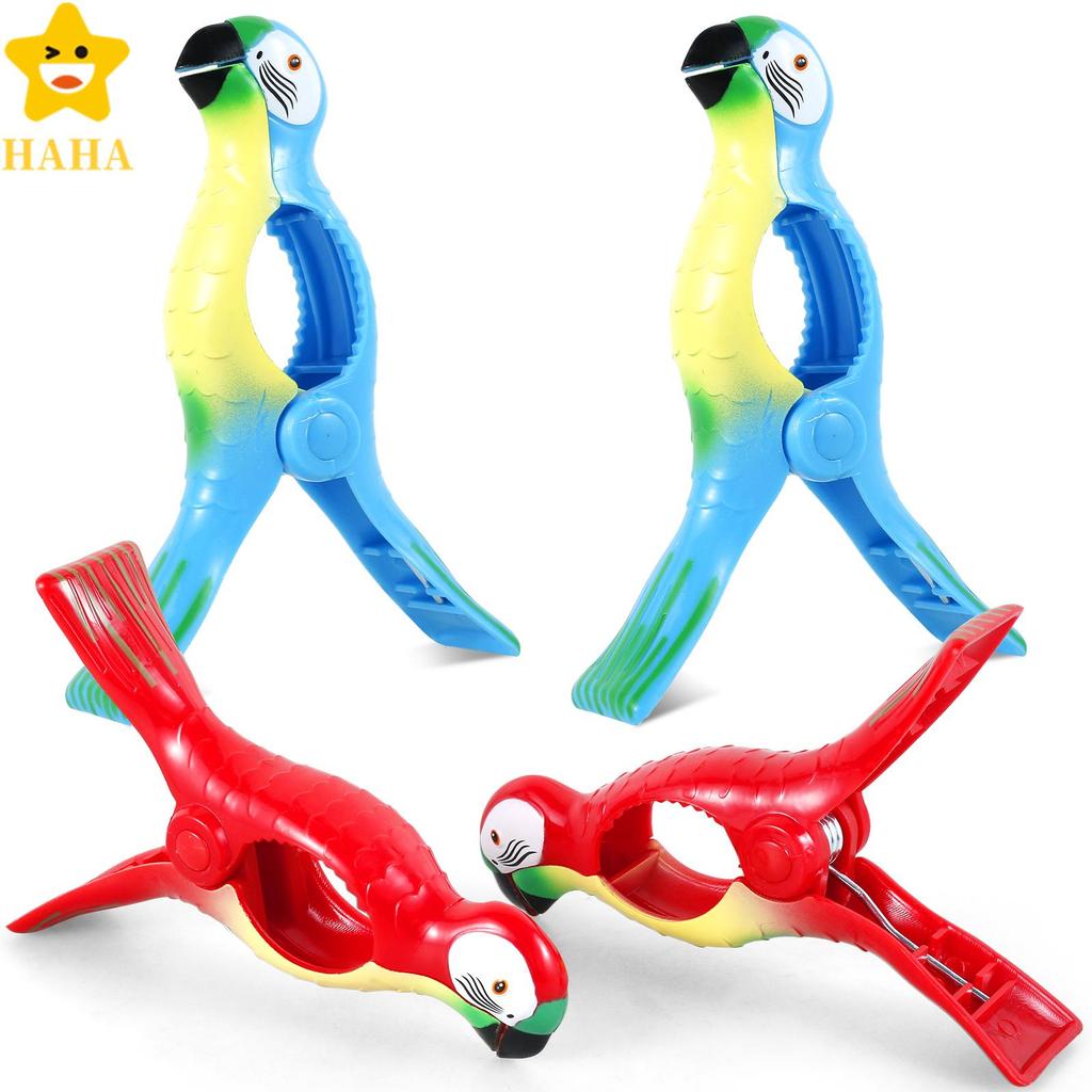 4 Pçs Clipes De Toalha De Praia Bonito Papagaio Roupas Pinos Cadeira Portátil Grampos Reutilizáveis Estacas 13x8.5cm Sho