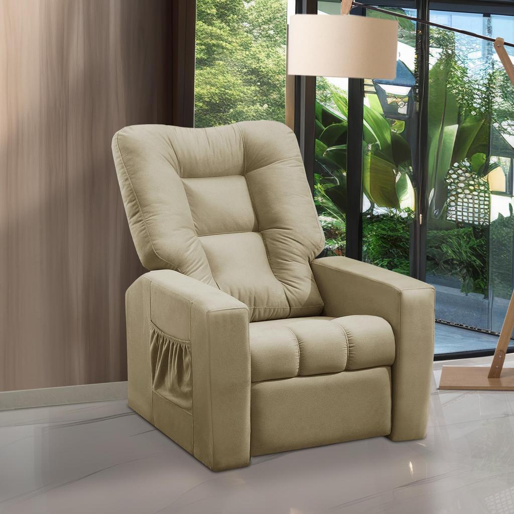 Poltrona do Papai Reclinável Itália Suede Bege Adonai Estofados em Oferta na Shopee