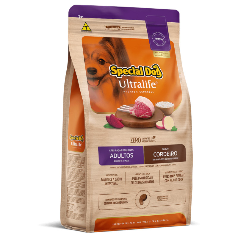 Ração Special Dog Ultralife Cães Adultos Raças Pequenas 1kg Sabor Cordeiro, Batata-Doce, Beterraba e Arroz em Oferta na Shopee