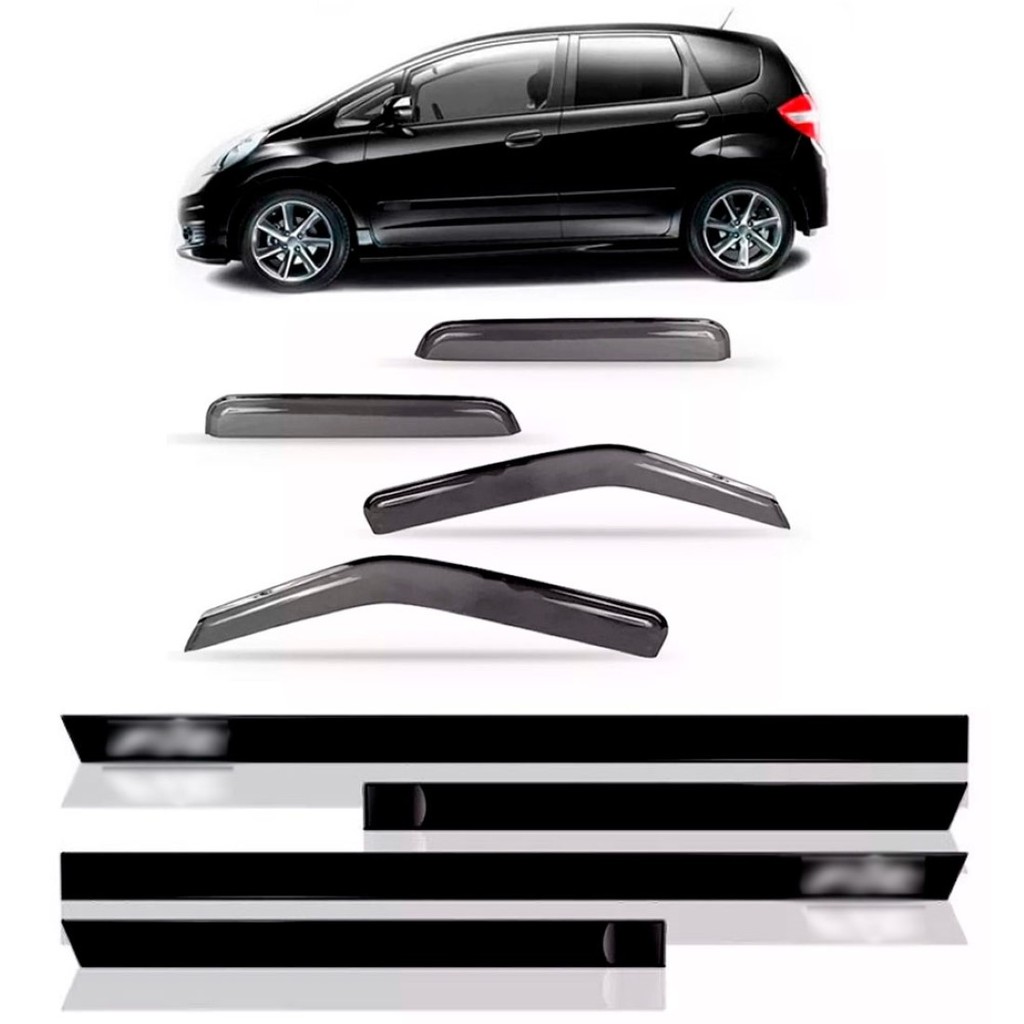 KIT CALHA CHUVA HONDA FIT 2003 A 2008 + FRISO LATERAL