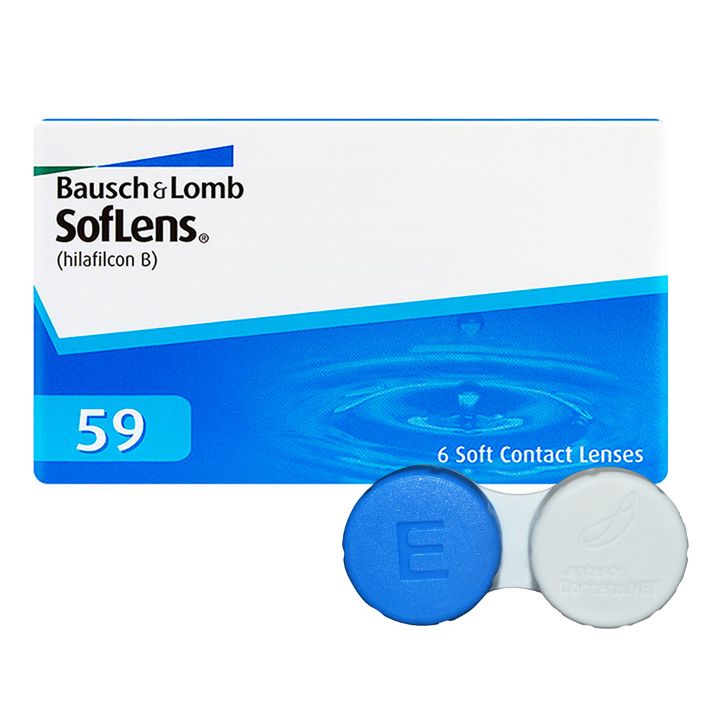 Lente de Contato Soflens 59 Bausch Lomb Uso Mensal Renu Brinde Estojo Com Grau Miopia Hipermetropia