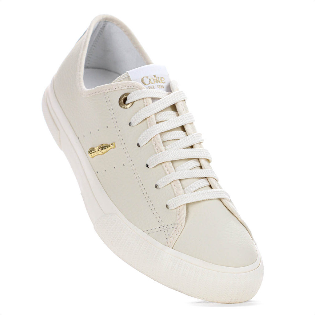 Tênis Coca Cola Flow Town Off White e Dourado - Feminino