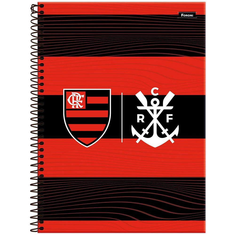 Caderno Universitário 20x27,5cm (Grande) 10 Matérias 160 Folhas Flamengo Listras Foroni em Oferta na Shopee