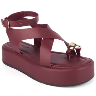 Sandália  Flatform Majux com Aplique   Metalizado em Oferta na Shopee
