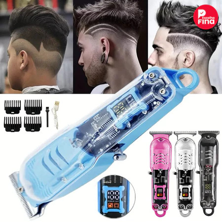 Aparador de Cabelo com Display LED Recarregável Bivolt 110V/220V Kit Completo para Uso Doméstico em Oferta na Shopee