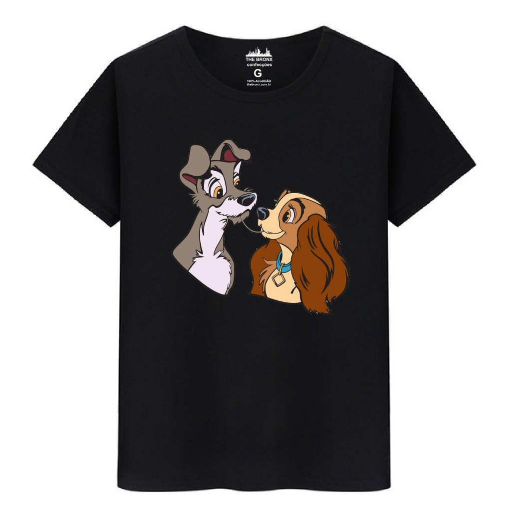 Linda Blusa Camiseta Masculina Dama Vagabundo Desenho Romance 100% Algodão - Envio Rapido Premium